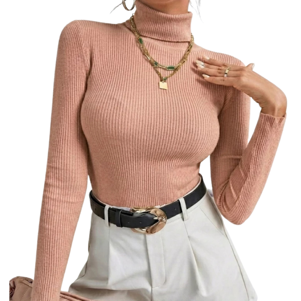Blusa Feminina Básica Cacharrel Tricô Gola Alta | CozyAura