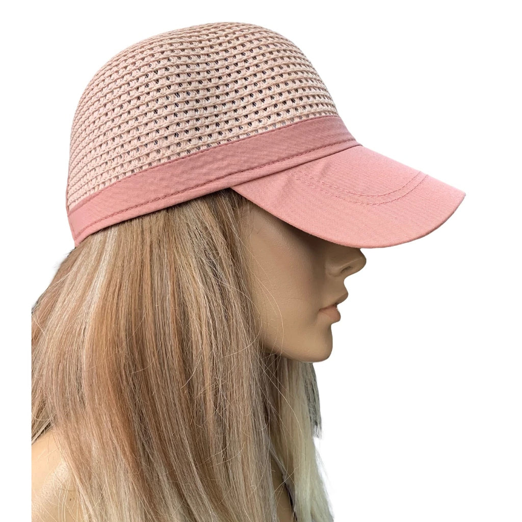 Chapéu Boné Feminino de Palha Aba Curva para Praia