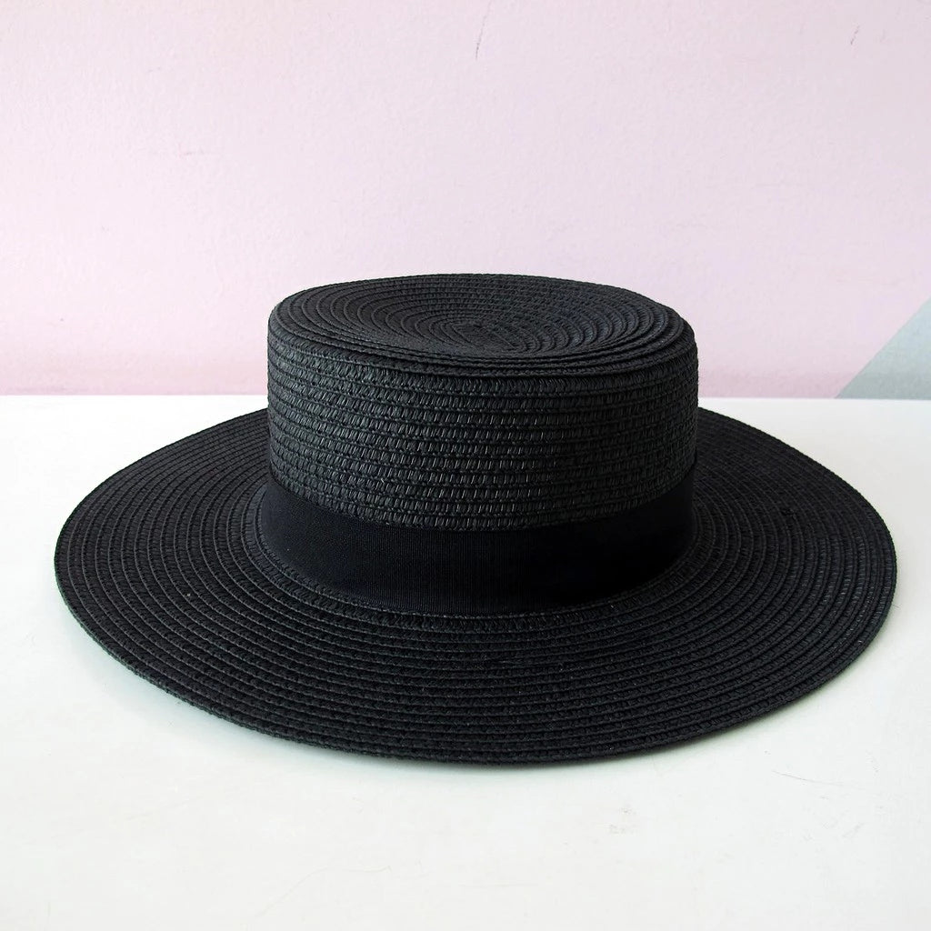 Chapéu Feminino de Praia Estilo Paris com Faixa Aba Média Dobrável