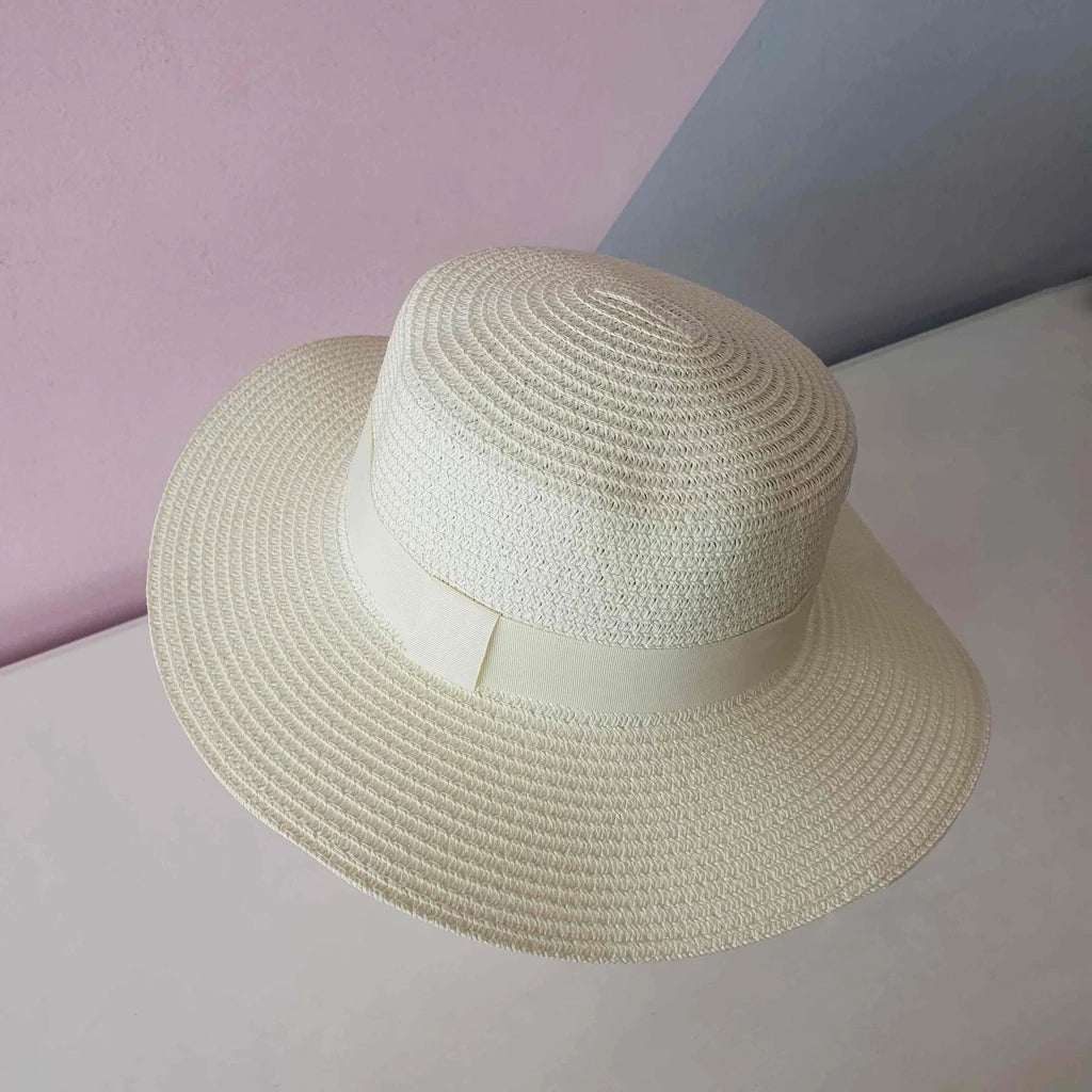 Chapéu de Praia Feminino de Palha Aba Média Dobrável