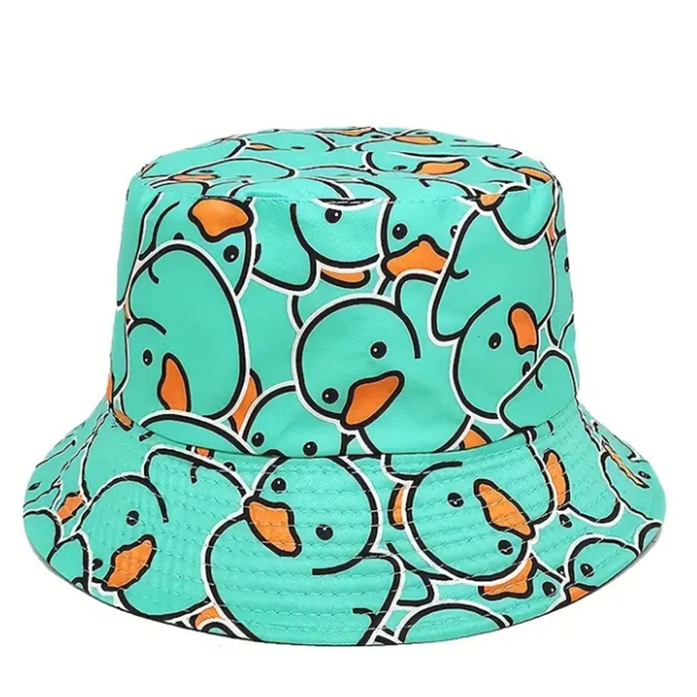 Chapéu de Verão Unissex com Estampa de Pato Dupla Face
