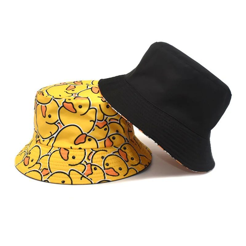 Chapéu de Verão Unissex com Estampa de Pato Dupla Face