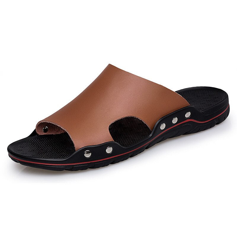 Chinelo de Couro Ortopédico Com Sola Antiderrapante