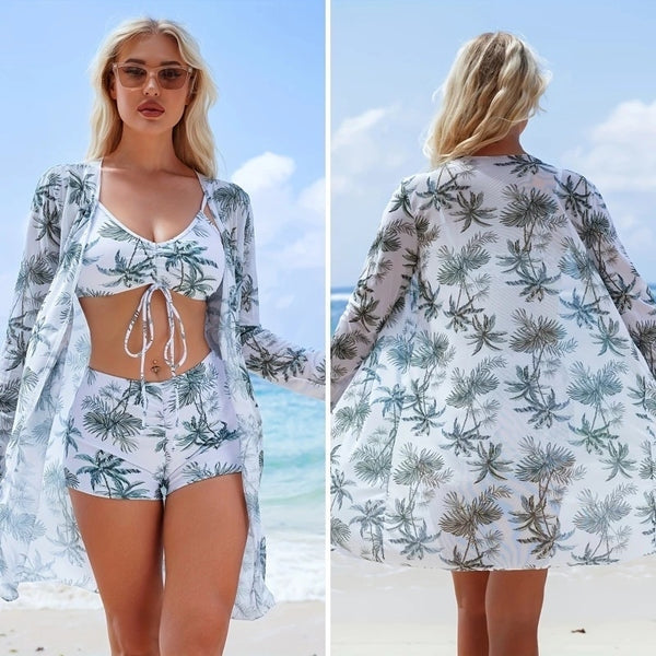 Conjunto Biquíni 3 Peças com Saída de Praia Kimono
