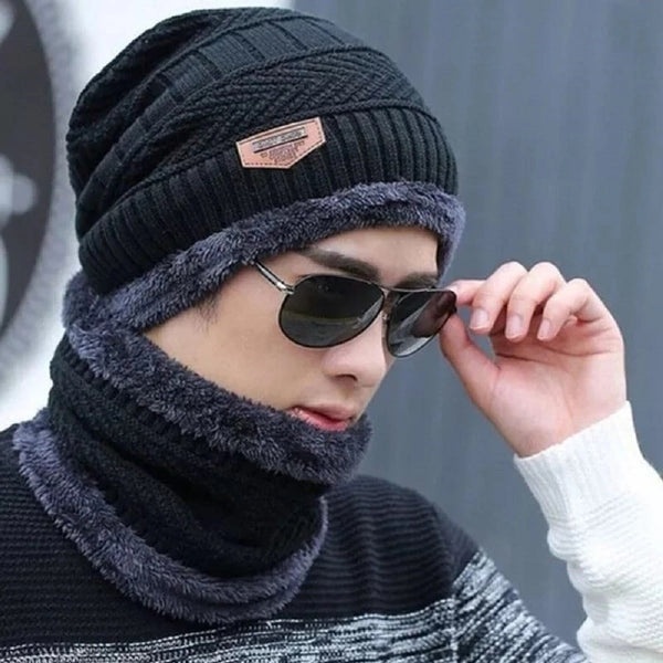 Kit Inverno Completo Unissex Touca de Frio com Gola Forrada e Luva