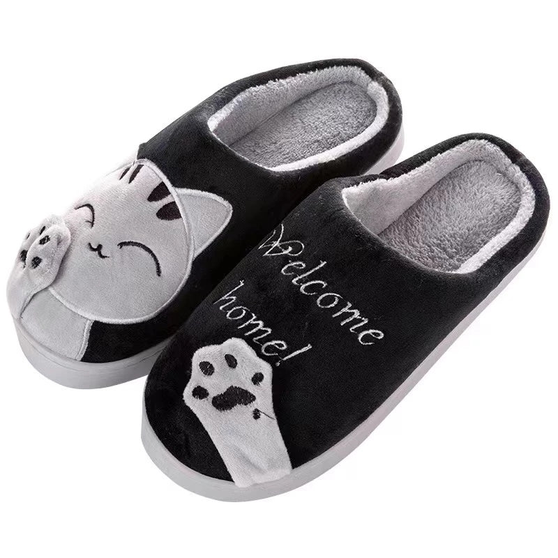 Pantufa Feminina Gato Peluciada para Inverno Antiderrapante