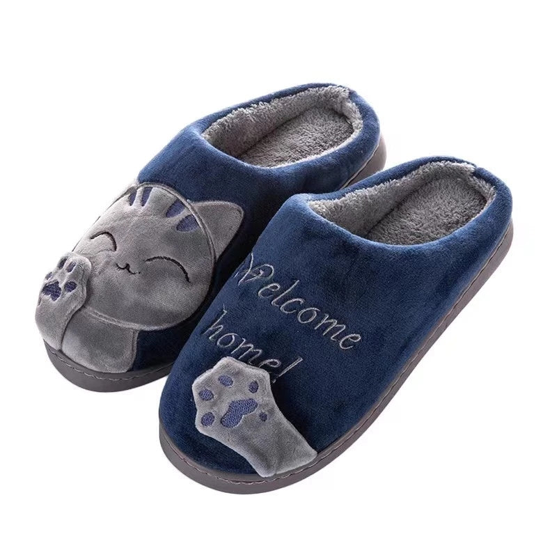 Pantufa Feminina Gato Peluciada para Inverno Antiderrapante