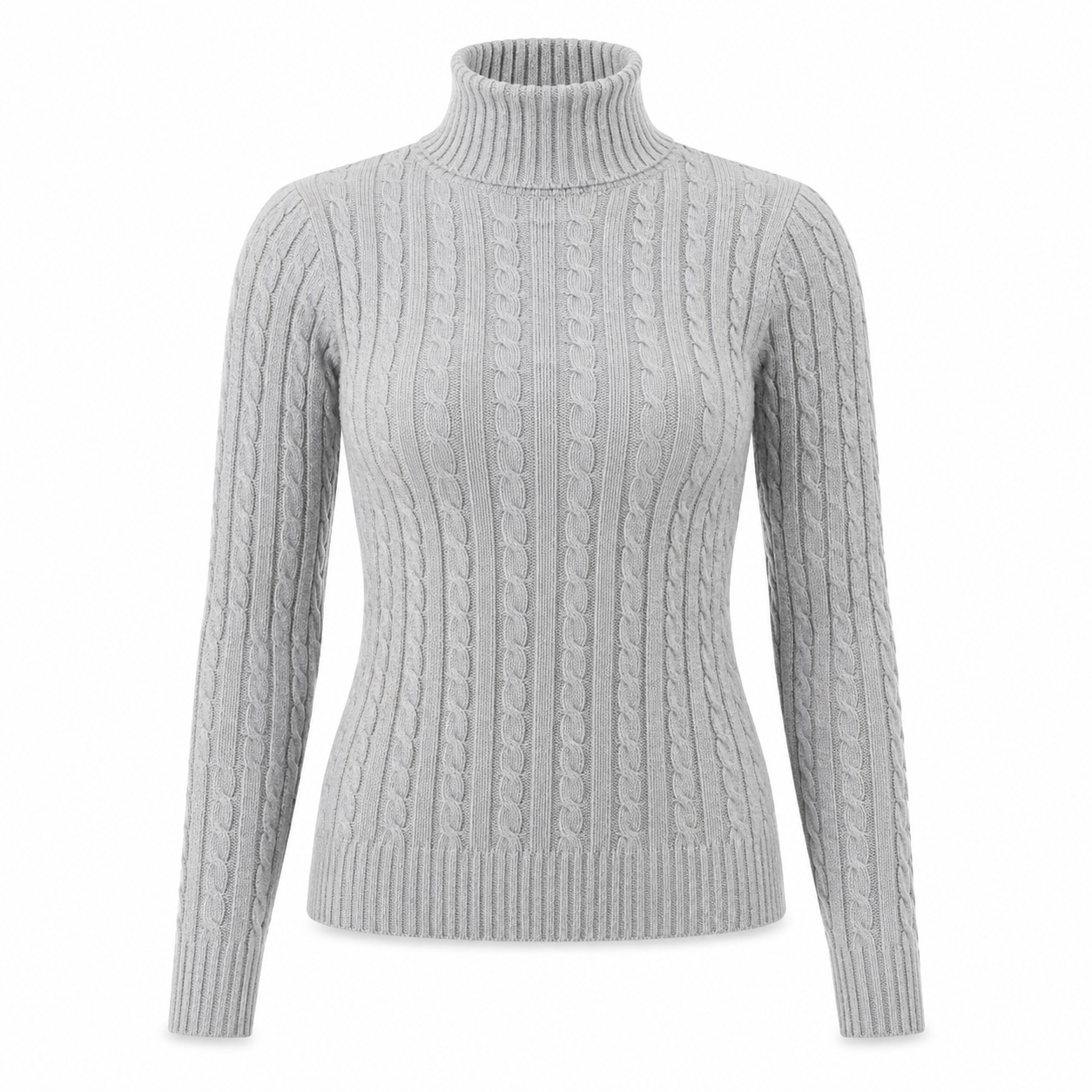Suéter Feminino Gola Alta em Tricô Trançado para Inverno | WinterBraids