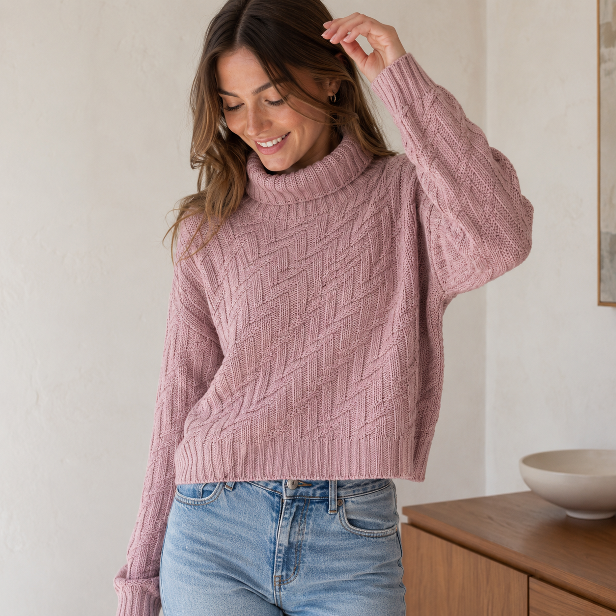 Suéter Feminino de Inverno em Tricô com Estampa Geométrica | WinterGrace