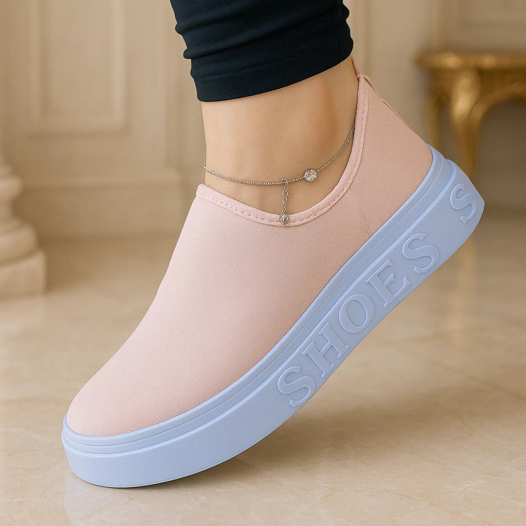 Tênis Feminino Slip On Malha Knit Sem Cadarço Casual