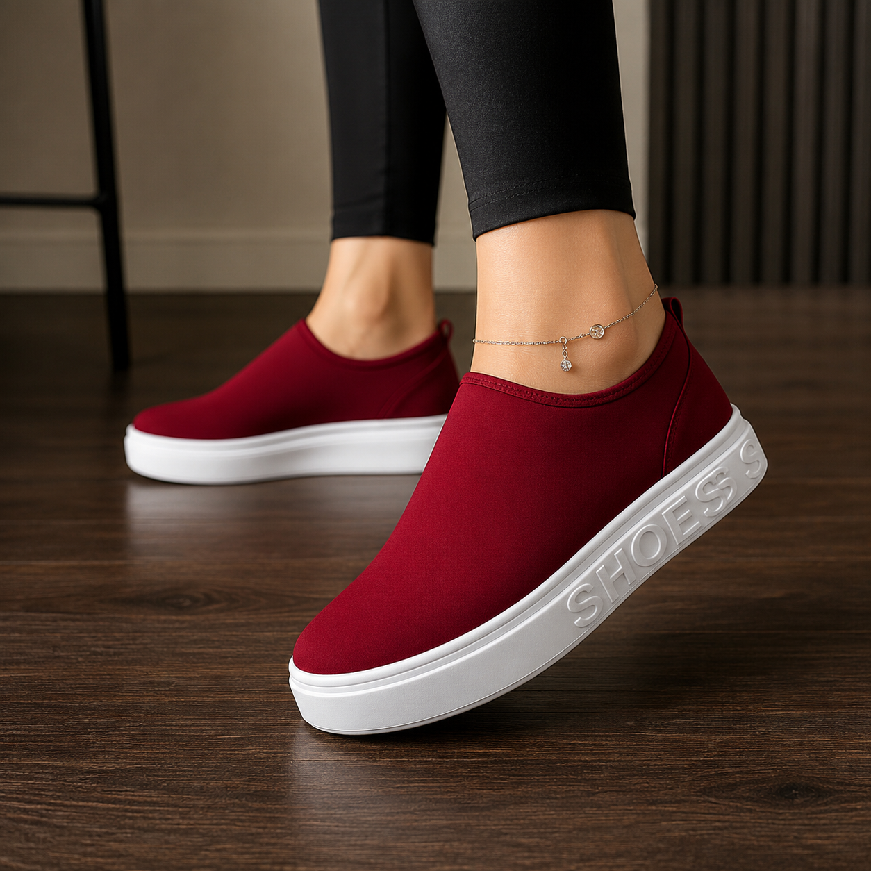 Tênis Feminino Slip On Malha Knit Sem Cadarço Casual