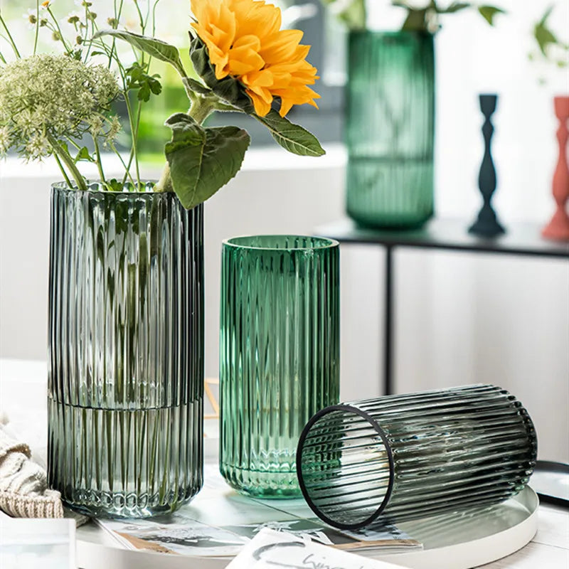 Vaso de Flor Clássico de Vidro Transparente