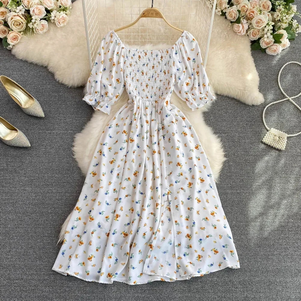 Vestido Feminino Longo Vintage Floral de Verão