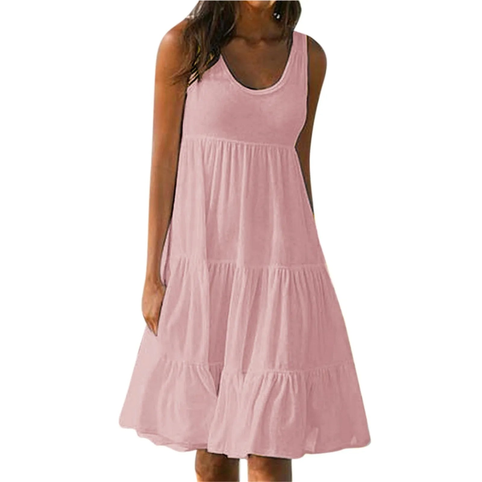 Vestido Feminino Midi Básico Plissado