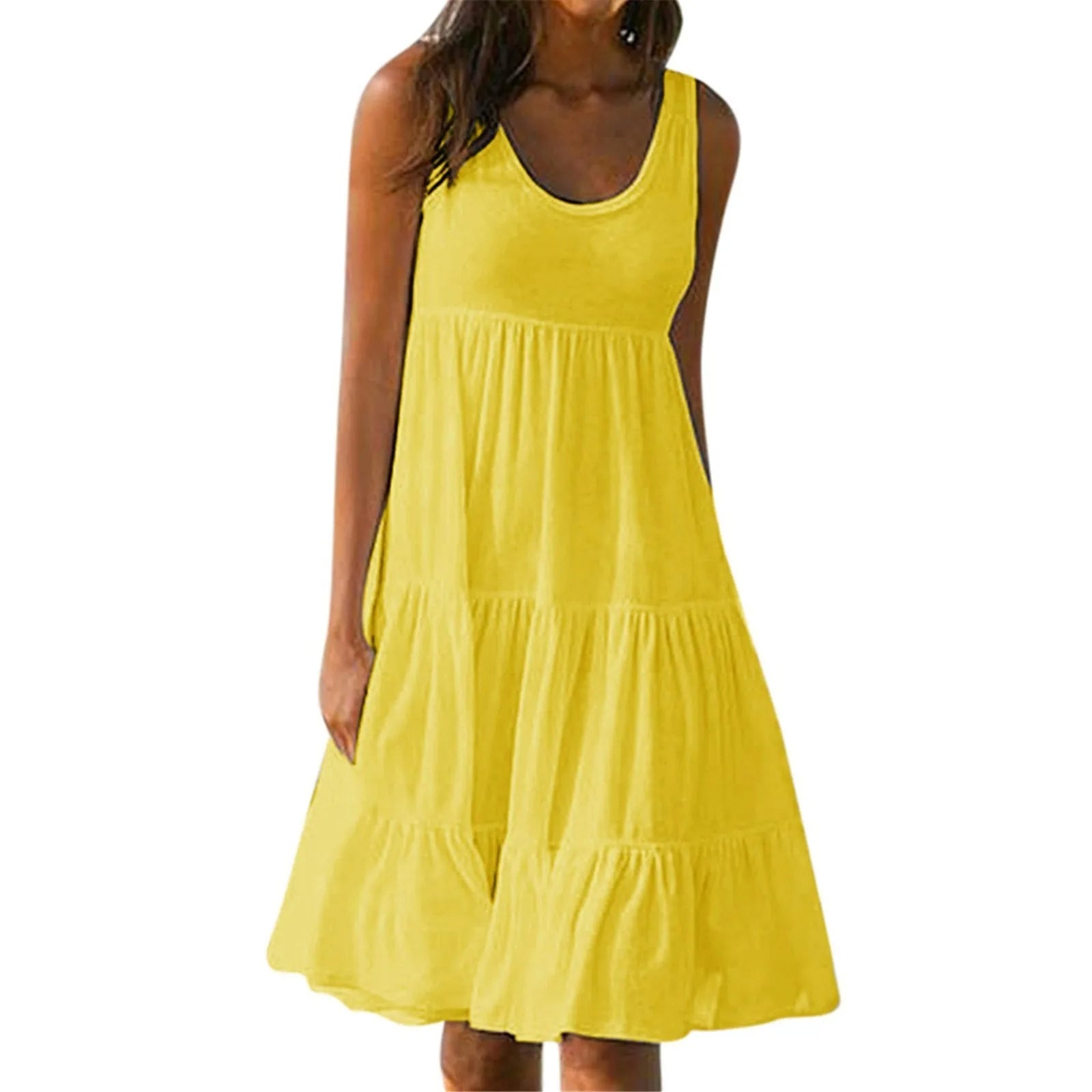 Vestido Feminino Midi Básico Plissado