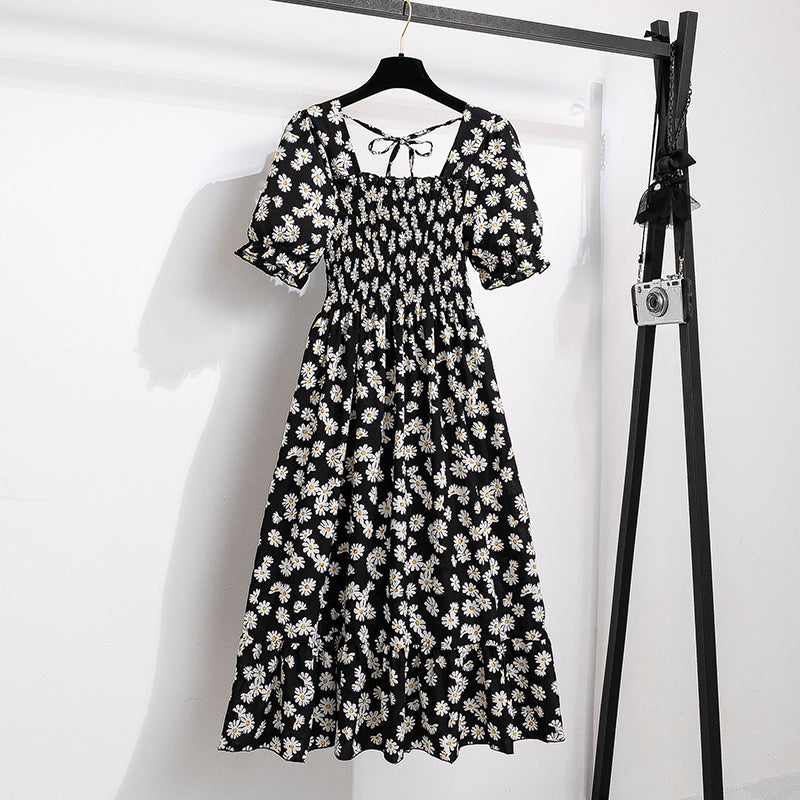 Vestido Feminino Midi Plissado Florido de Verão