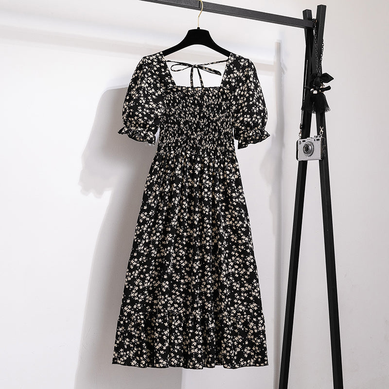 Vestido Feminino de Verão Florido Plissado