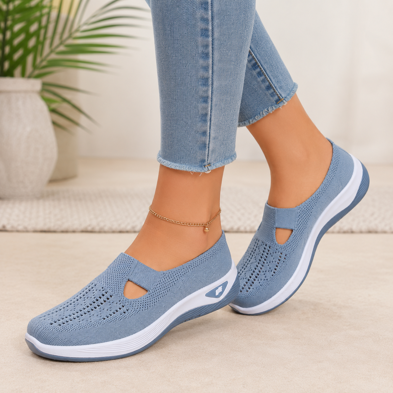 Tênis Feminino Respirável Confortável com Calce Fácil
