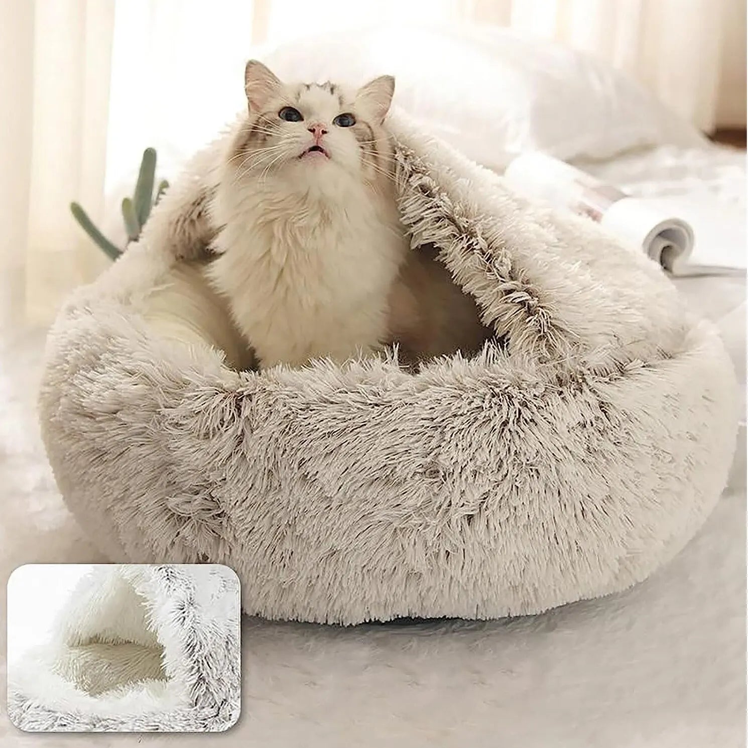 Cama de Pelúcia Redonda para Pets