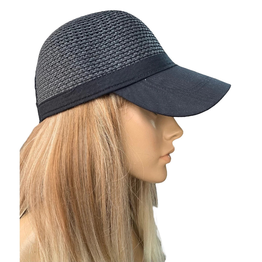 Chapéu Boné Feminino de Palha Aba Curva para Praia