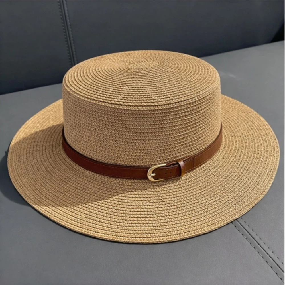 Chapéu Feminino Praia de Palha com Faixa Elegante