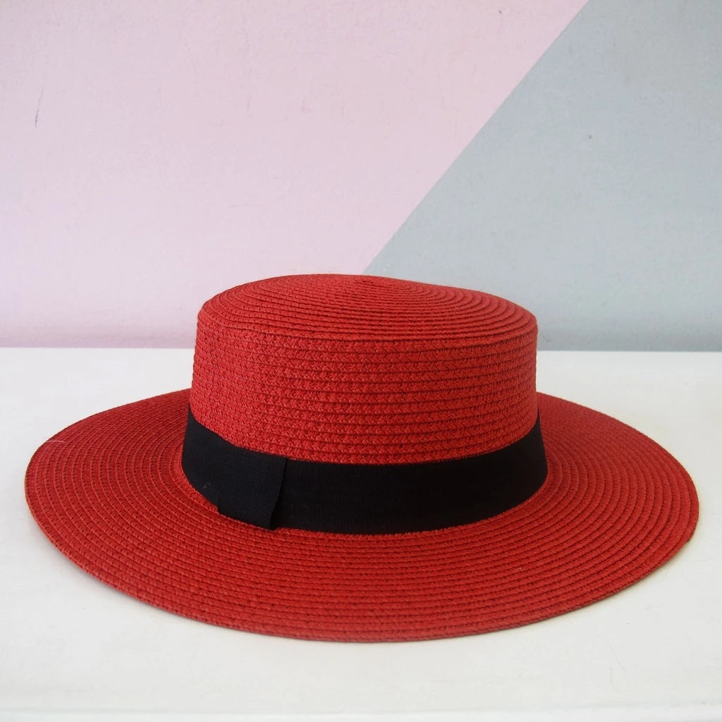 Chapéu de Praia Feminino de Palha Aba Média Dobrável