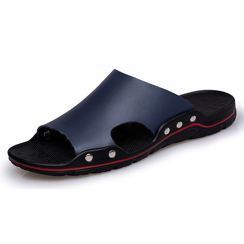 Chinelo de Couro Ortopédico Com Sola Antiderrapante