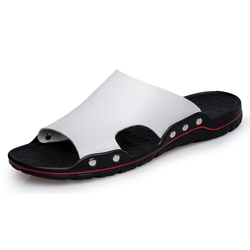 Chinelo de Couro Ortopédico Com Sola Antiderrapante