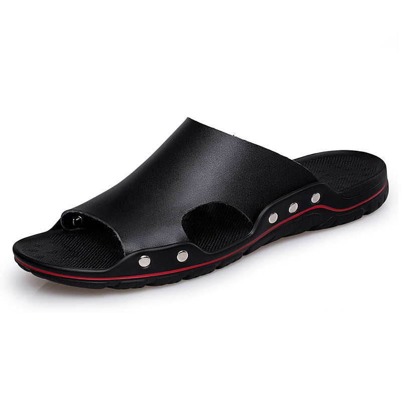Chinelo de Couro Ortopédico Com Sola Antiderrapante