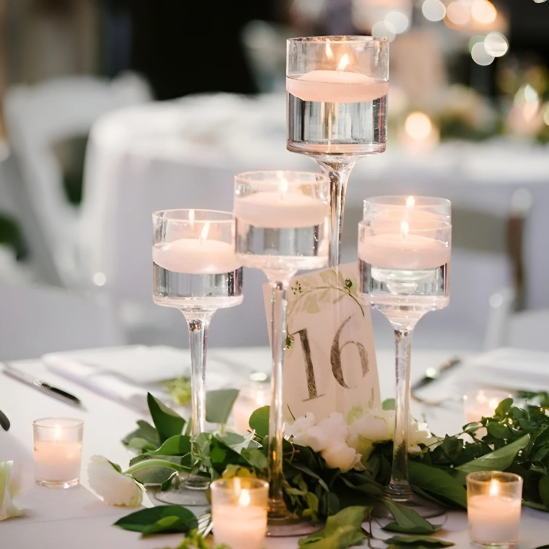 Conjunto 3 Peças Porta-Velas de Vidro Castiçais Elegantes para Decoração