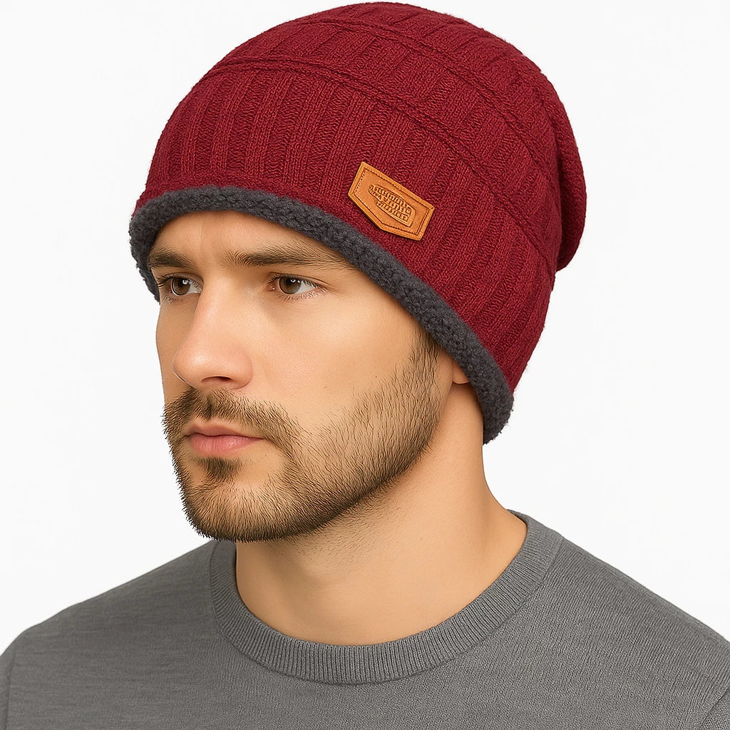 Gorro de Lã Masculino Forrado com Pelúcia para Inverno