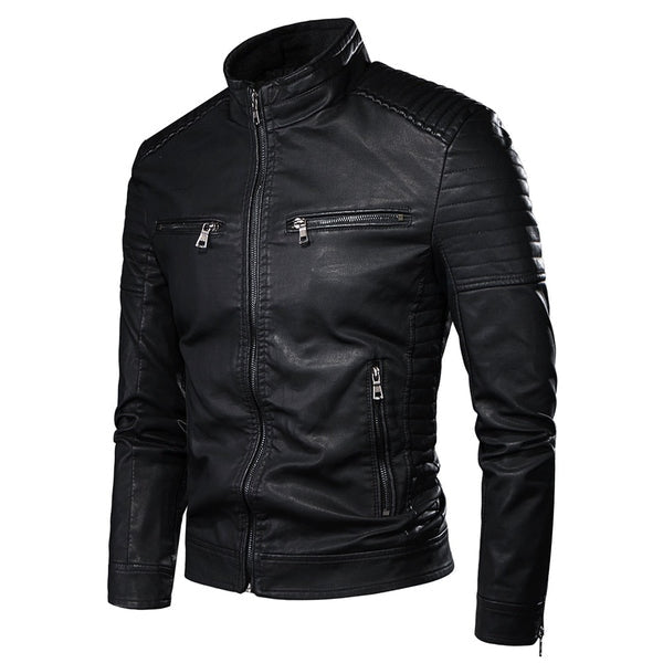 Jaqueta de Couro Masculina Slim Resistente