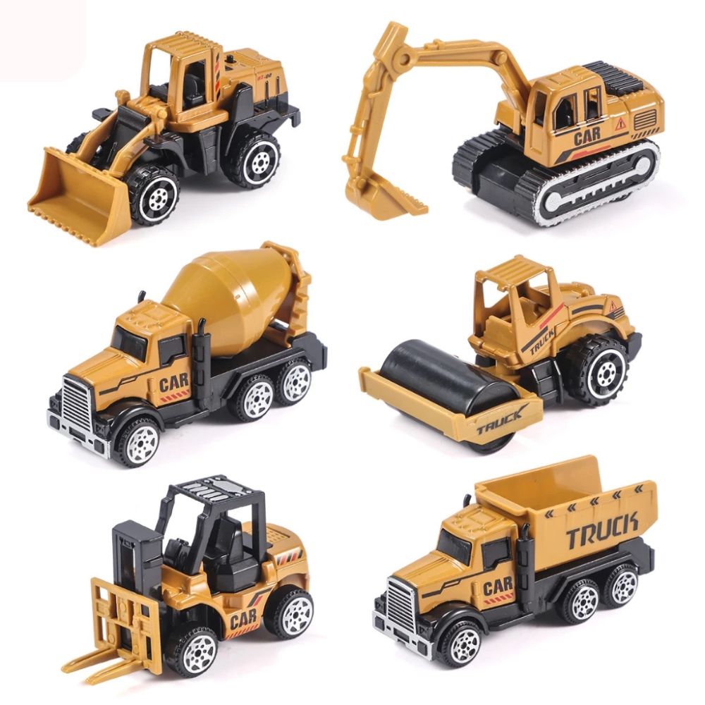 Kit 6 Veículos de Construção Infantil de Metal
