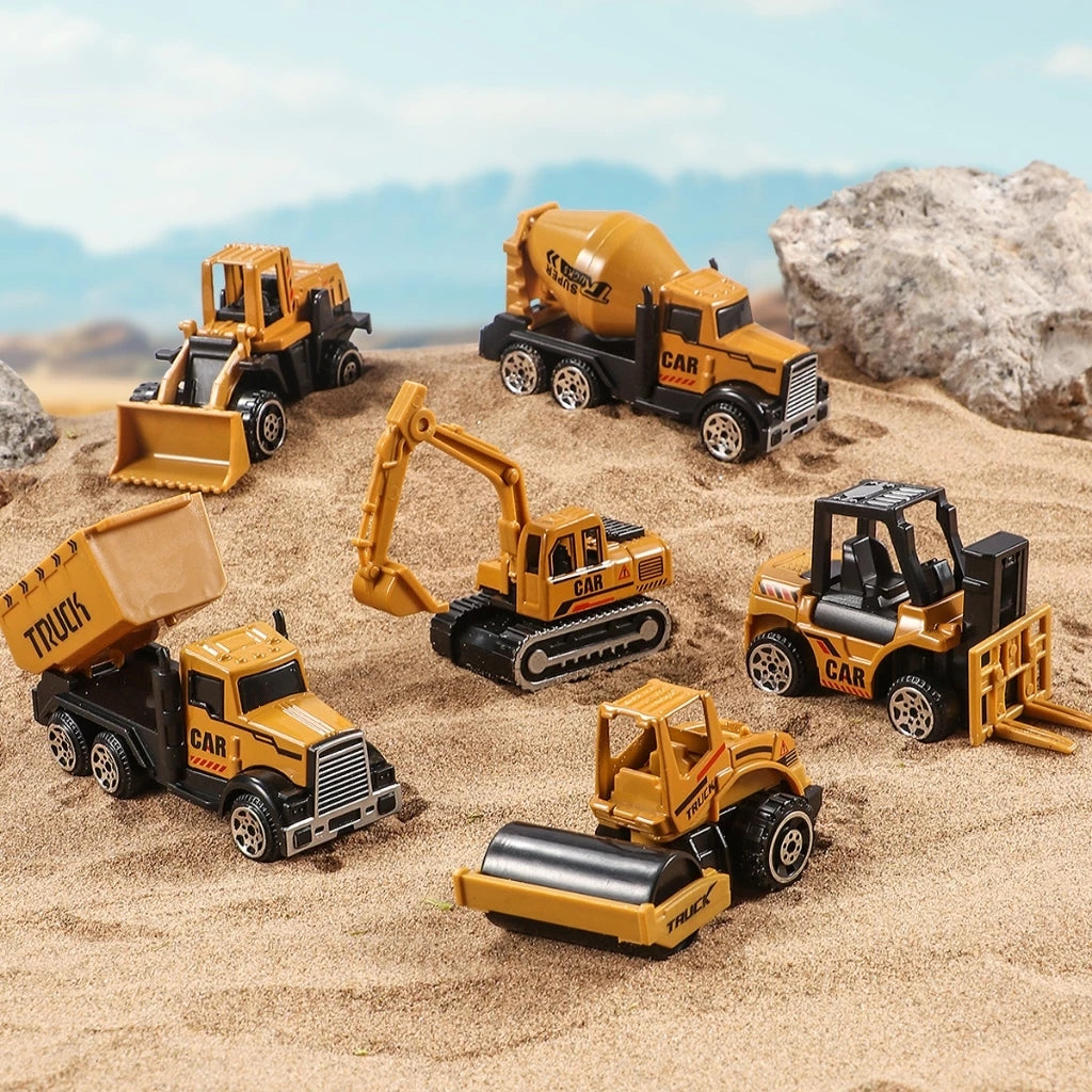 Kit 6 Veículos de Construção Infantil de Metal