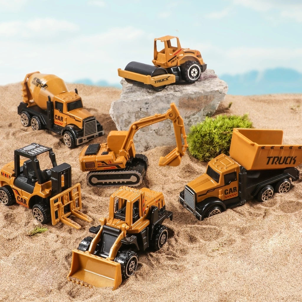 Kit 6 Veículos de Construção Infantil de Metal