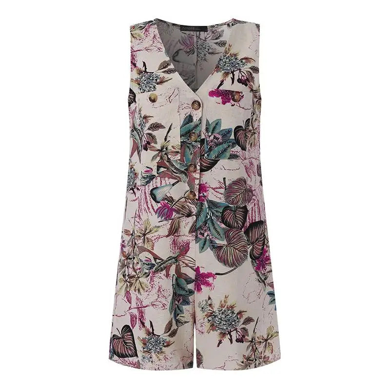 Macacão Feminino Floral Vintage de Verão