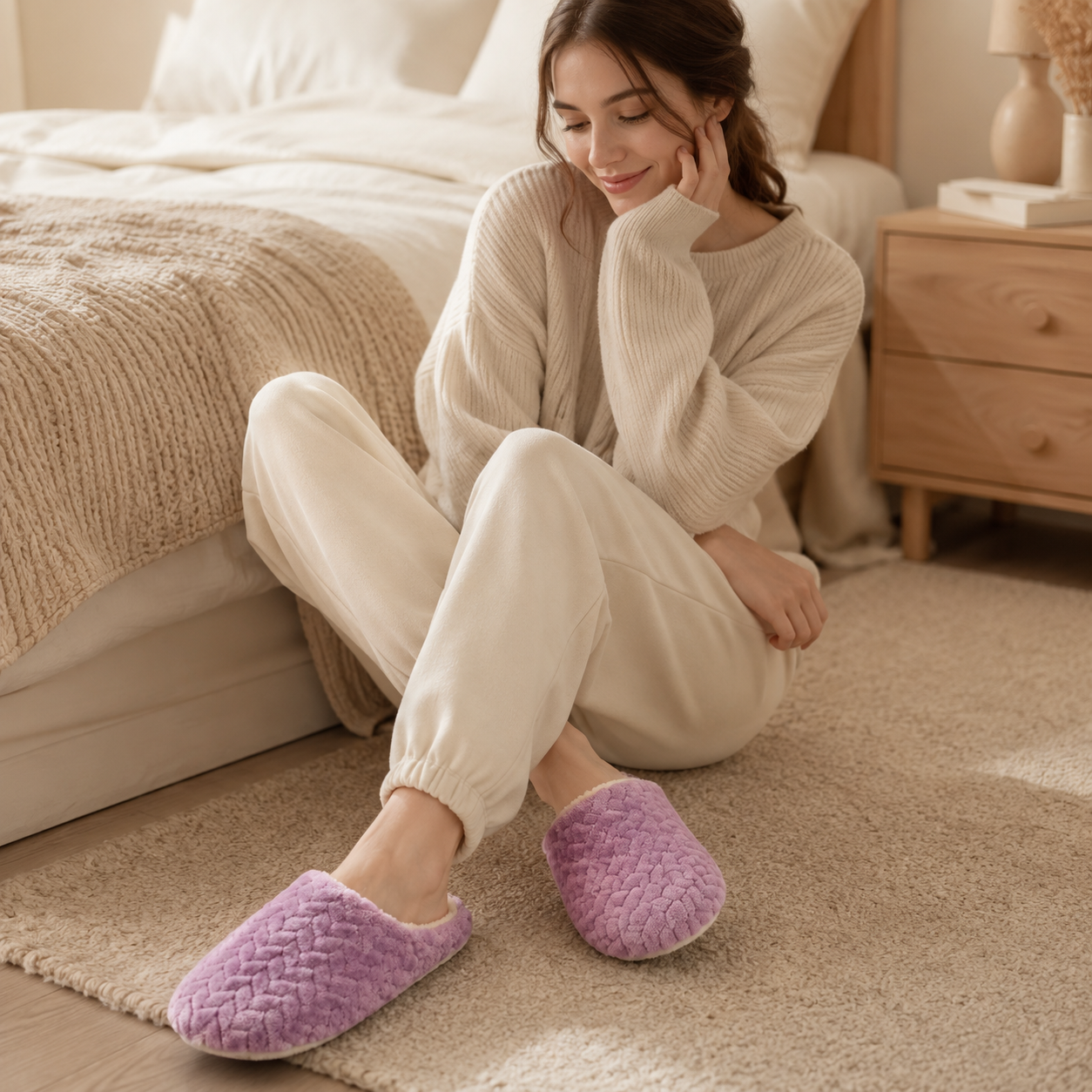 Pantufa Chinelo Unissex de Pelúcia Macia Antiderrapante para Inverno
