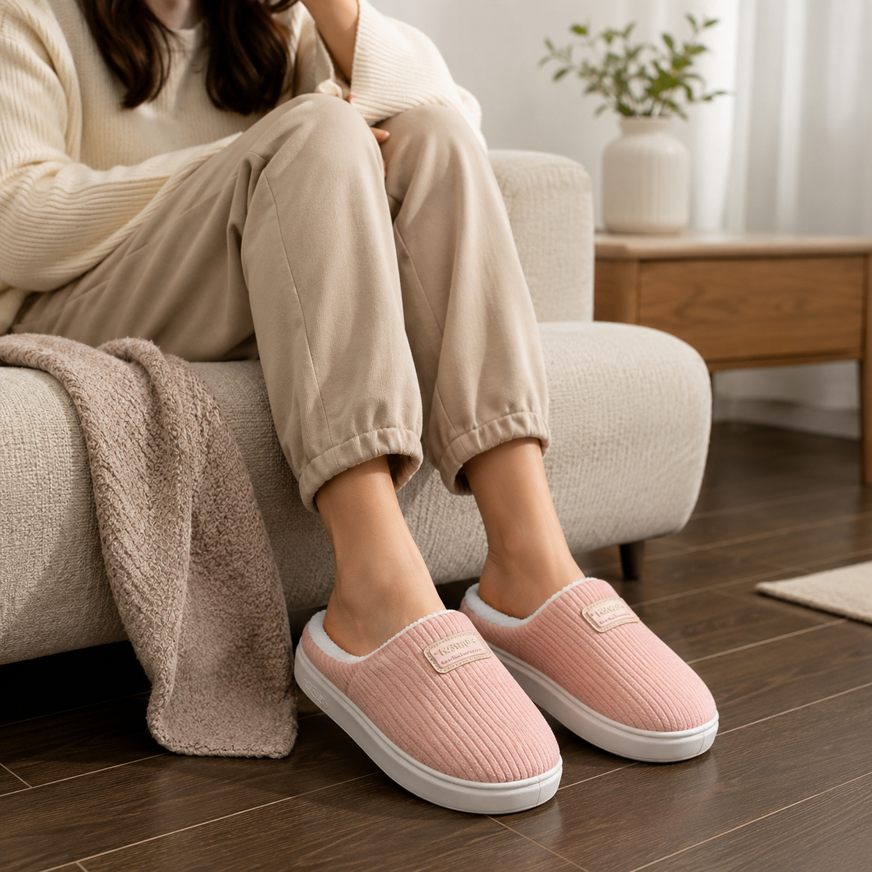 Pantufa Unissex Forrada Antiderrapante para Inverno