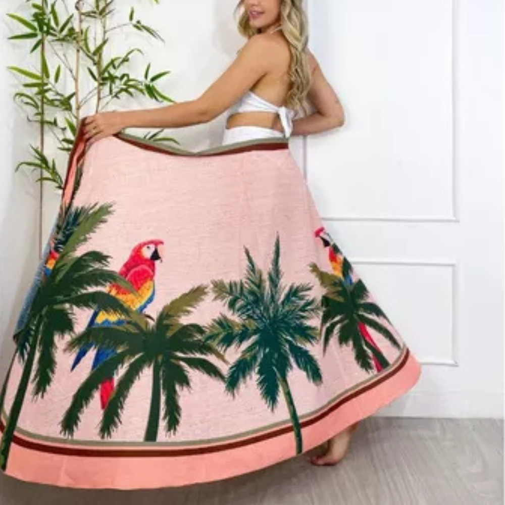Saída de Praia Feminina Saia Envelope Estampada