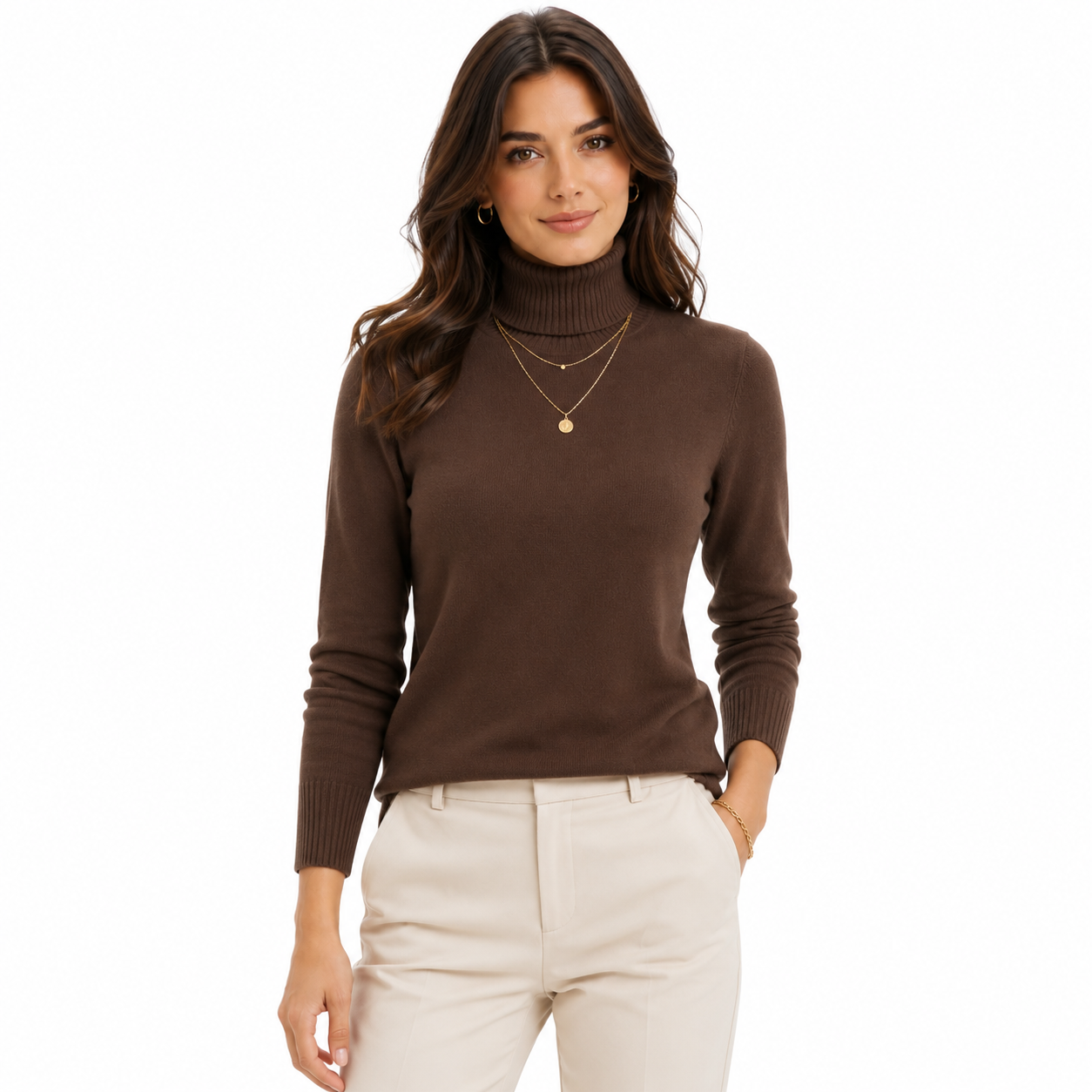 Suéter Feminino em Tricô Gola Alta para Inverno | LuxeKnit