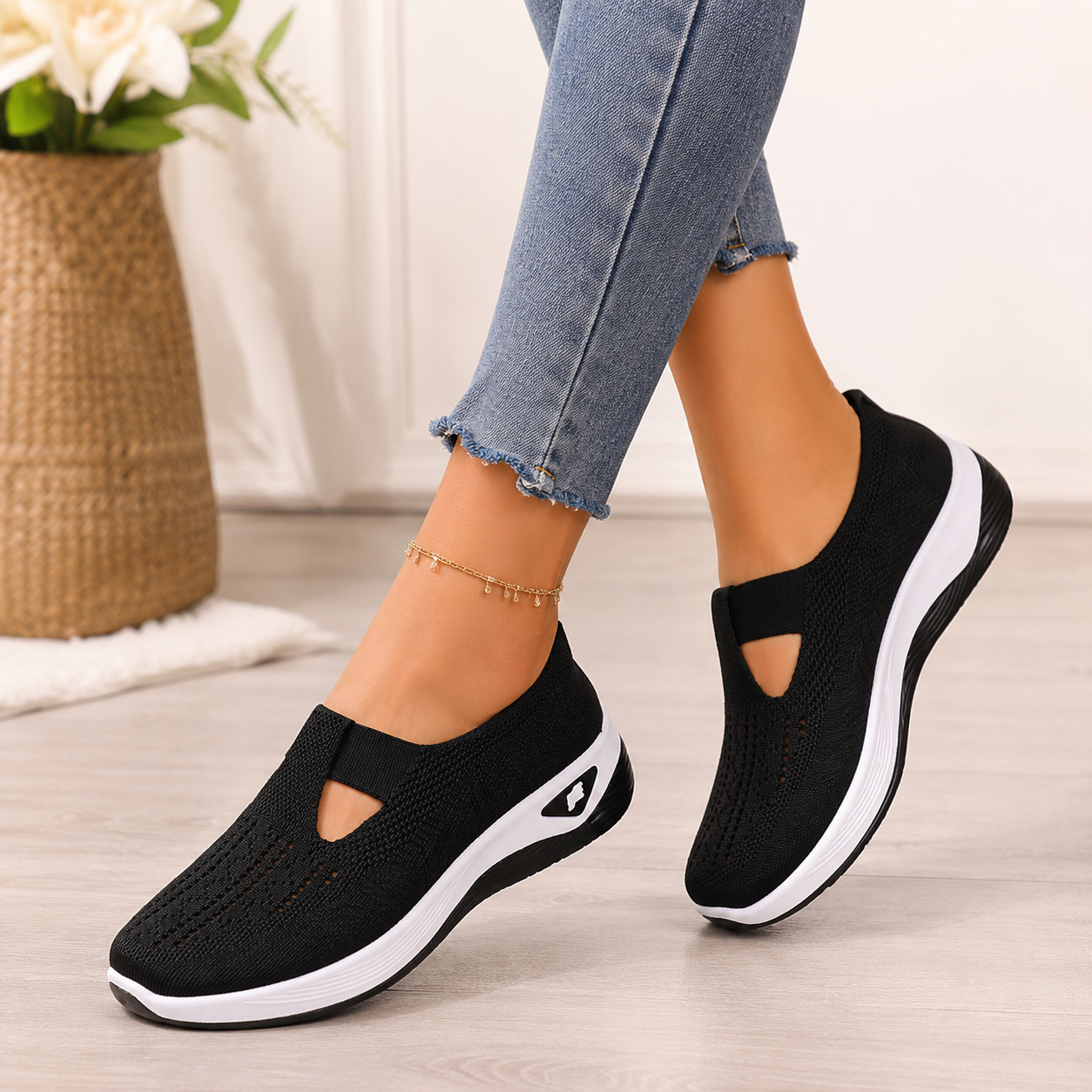 Tênis Feminino Respirável Confortável com Calce Fácil