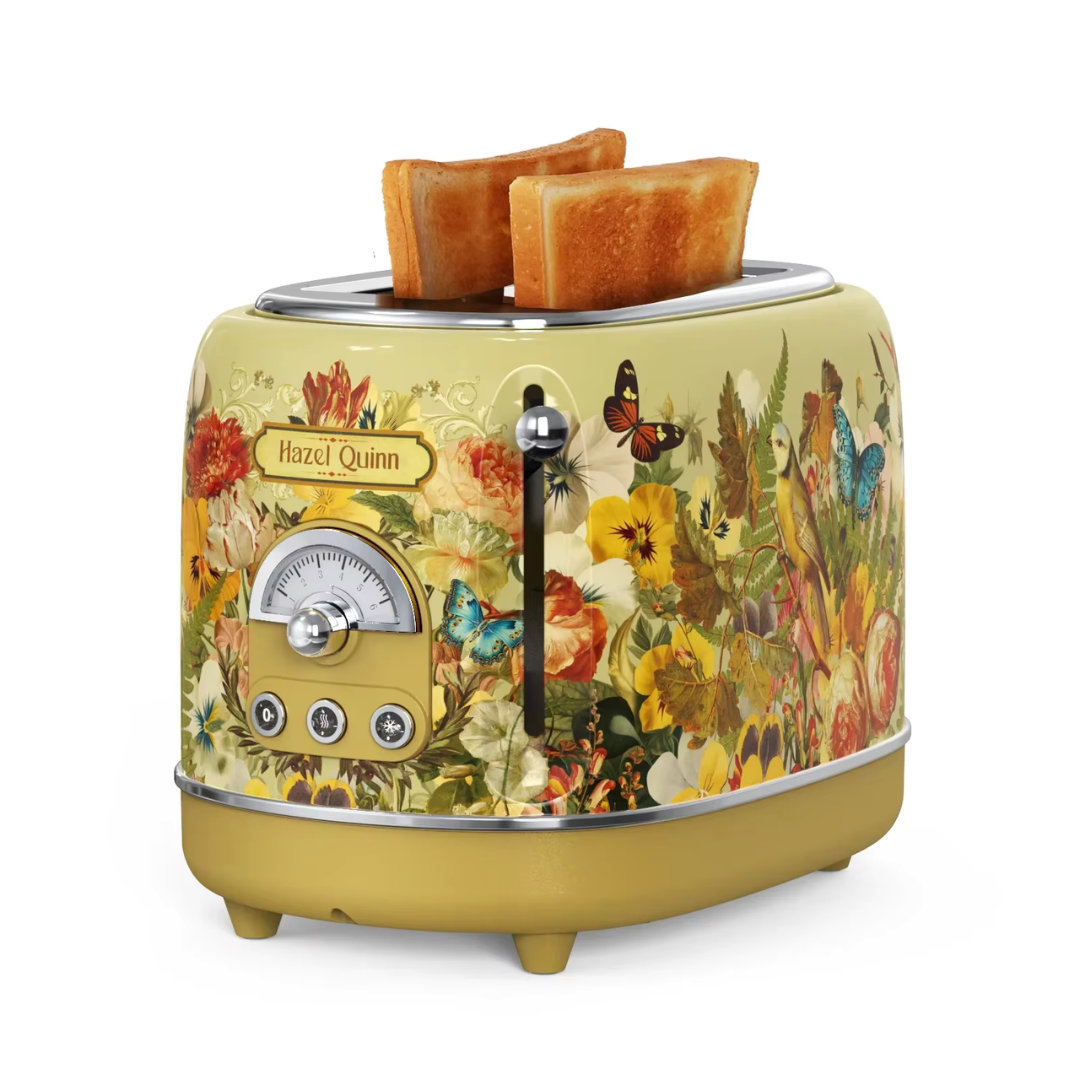 Torradeira Vintage Retrô Desenhada a Mão para 2 Fatias com Função Automática