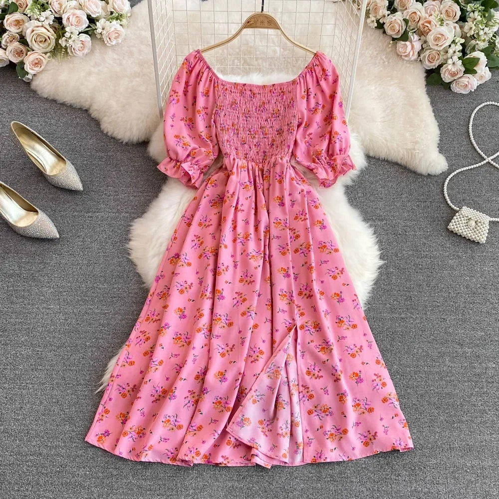 Vestido Feminino Longo Vintage Floral de Verão