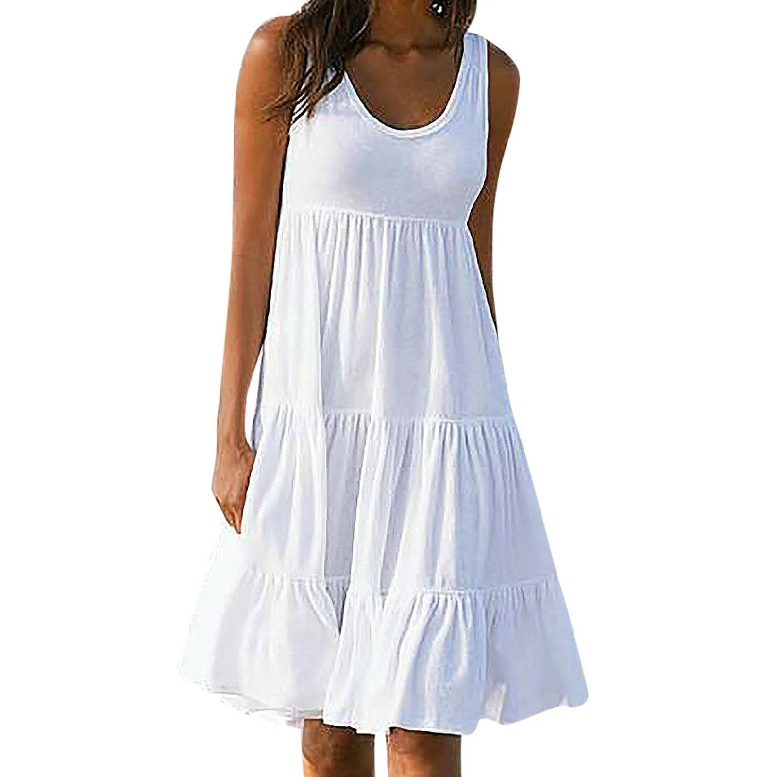 Vestido Feminino Midi Básico Plissado